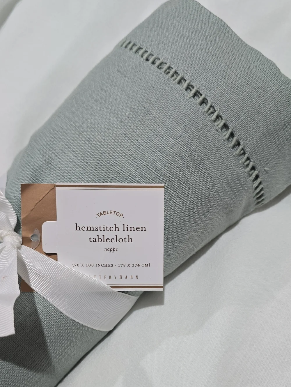 High Quality Nwt Pottery Barn Hemstich Linen Tablecloth 70x108 Inches